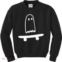 Ghost Skateboard Lazy Halloween Costume Kids Sweatshirt thumb 0