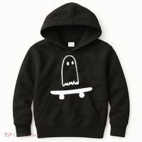 Ghost Skateboard Lazy Halloween Costume Kids Hoodie thumb 0