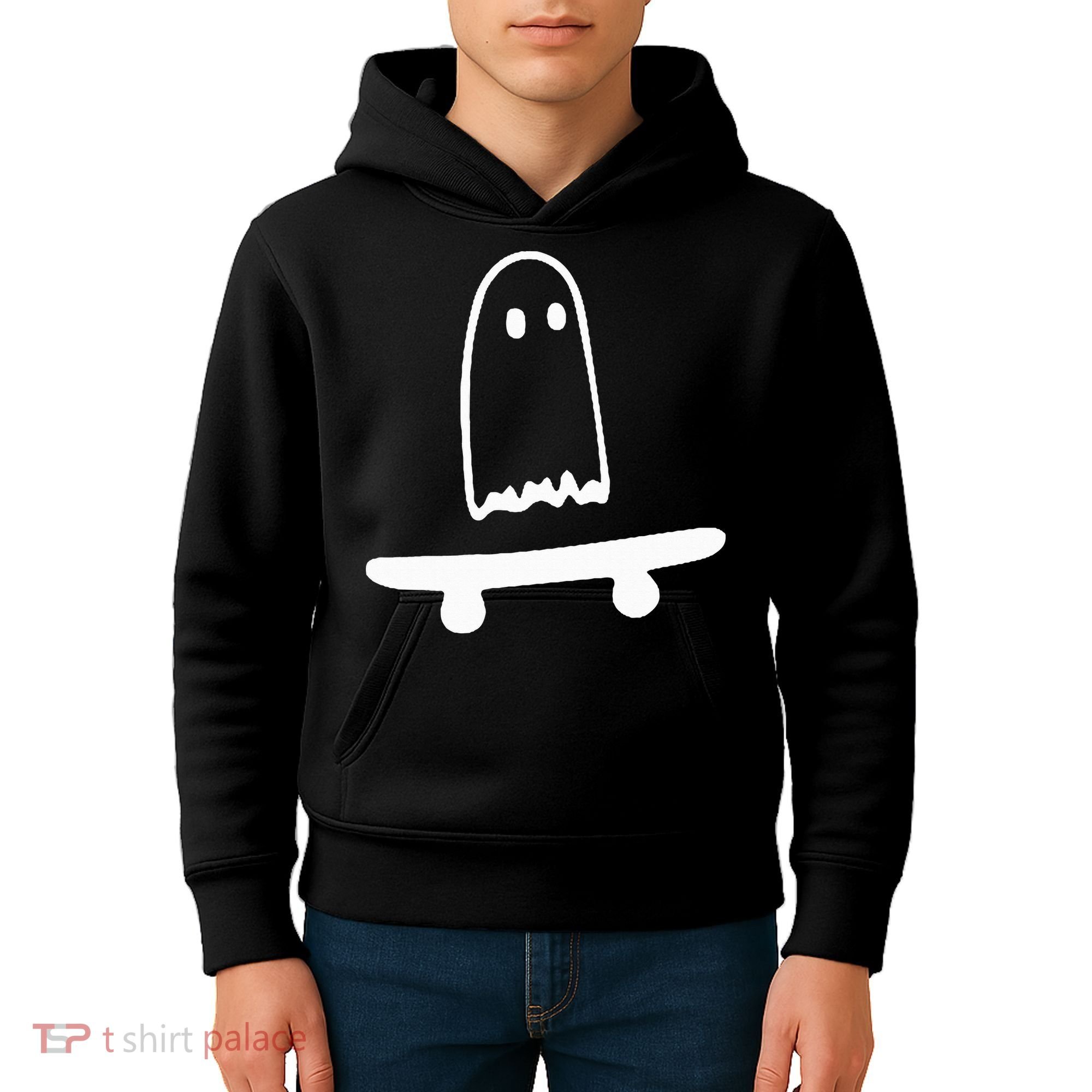 Ghost Skateboard Lazy Halloween Costume Kids Hoodie