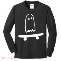 Ghost Skateboard Lazy Halloween Costume Kids Long Sleeve Shirt thumb 0