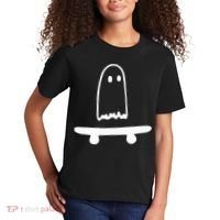 Ghost Skateboard Lazy Halloween Costume Kids T-Shirt thumb 2