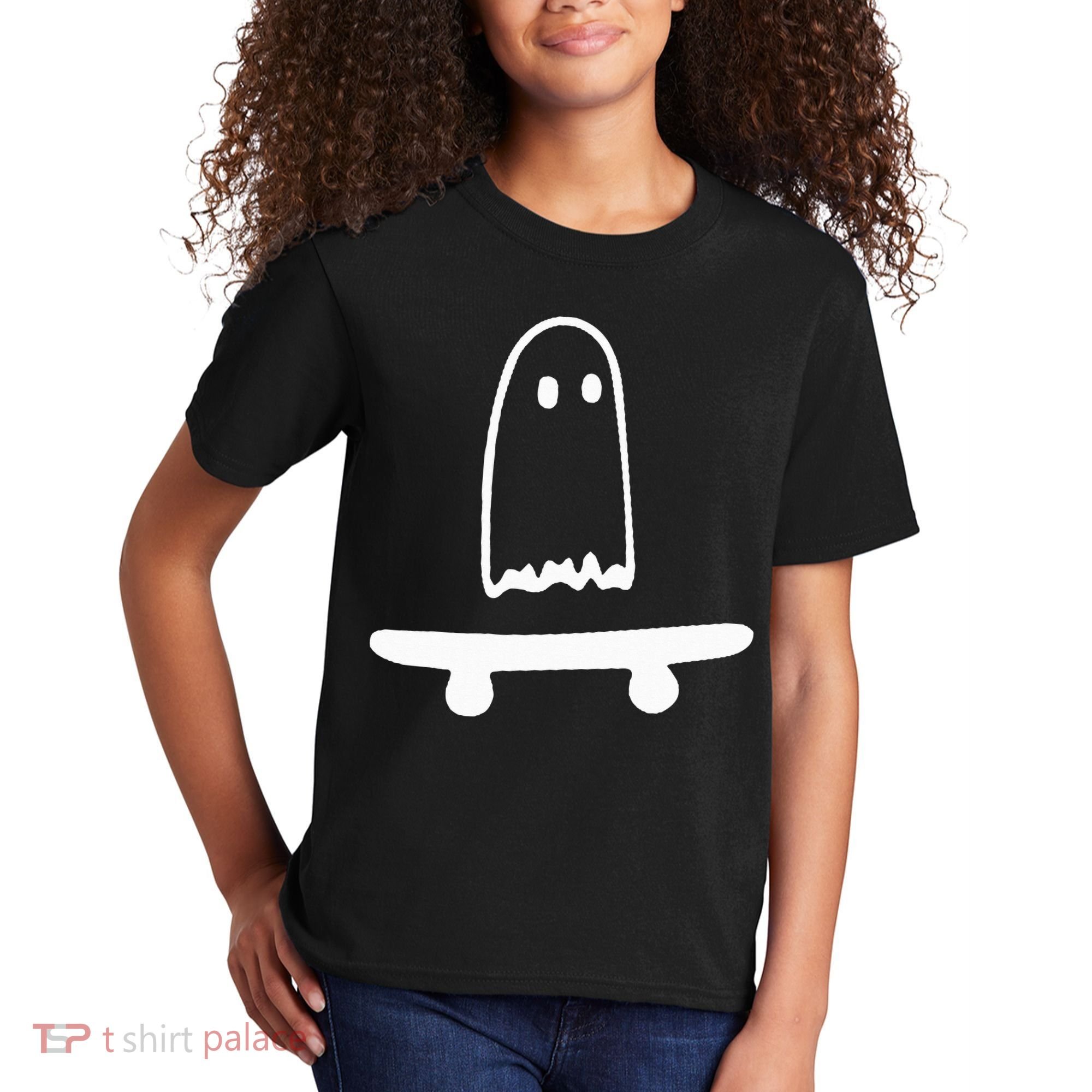 Ghost Skateboard Lazy Halloween Costume Kids T-Shirt