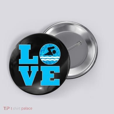 Gift Swim Love For Swimmers & Swimming Button