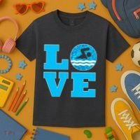 Gift Swim Love For Swimmers & Swimming Kids T-Shirt thumb 3