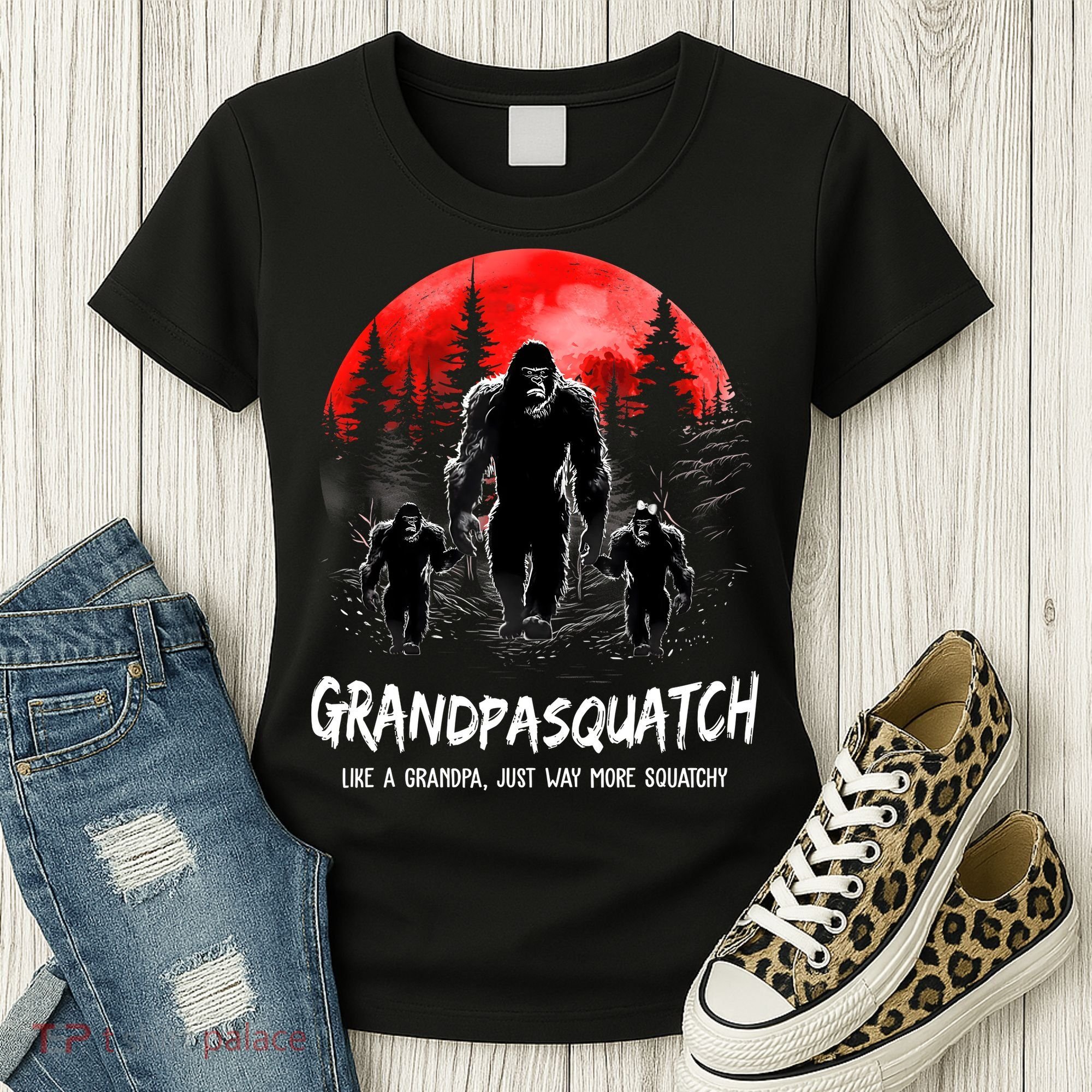 Grandpa Squatch Like A Grandpa Just Way More Squatchy Funny Women's T-Shirt