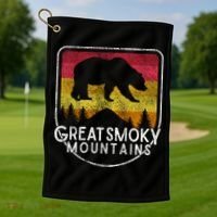 Great Smoky Mountains National Park Retro Gift Golf Towel thumb 1