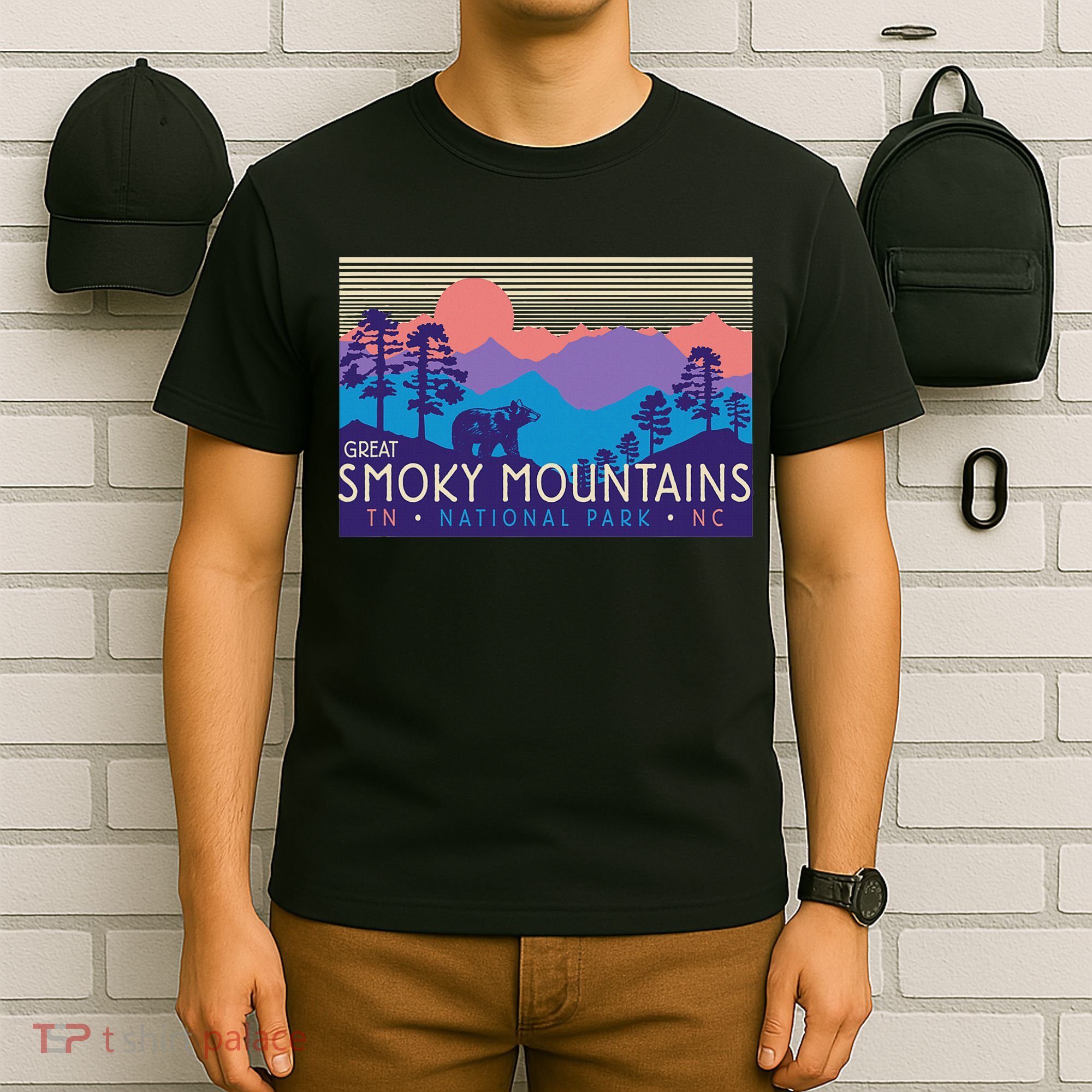 Great Smoky Mountains National Park Retro Scenery T-Shirt