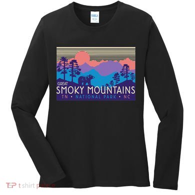 Great Smoky Mountains National Park Retro Scenery Women's Long Sleeve Shirt