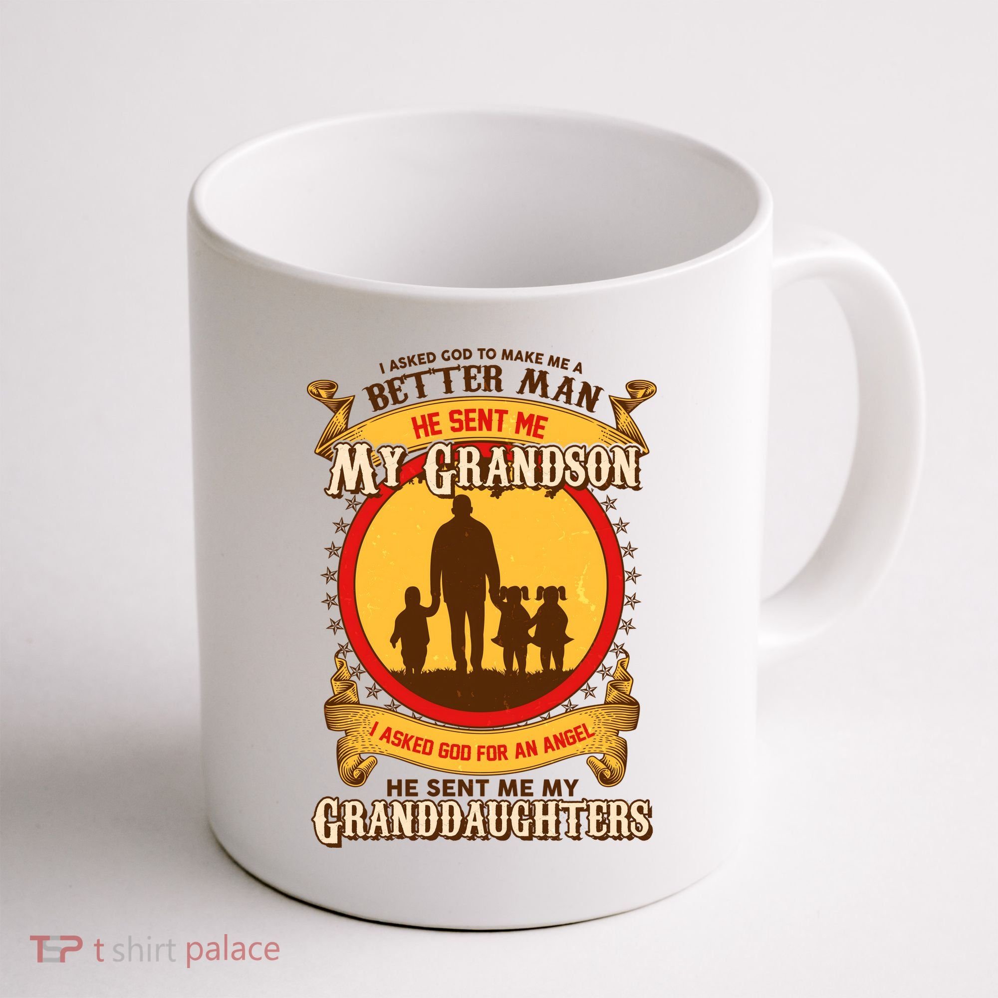 God Sent Me My Grandson And Granddaughters Coffee Mug