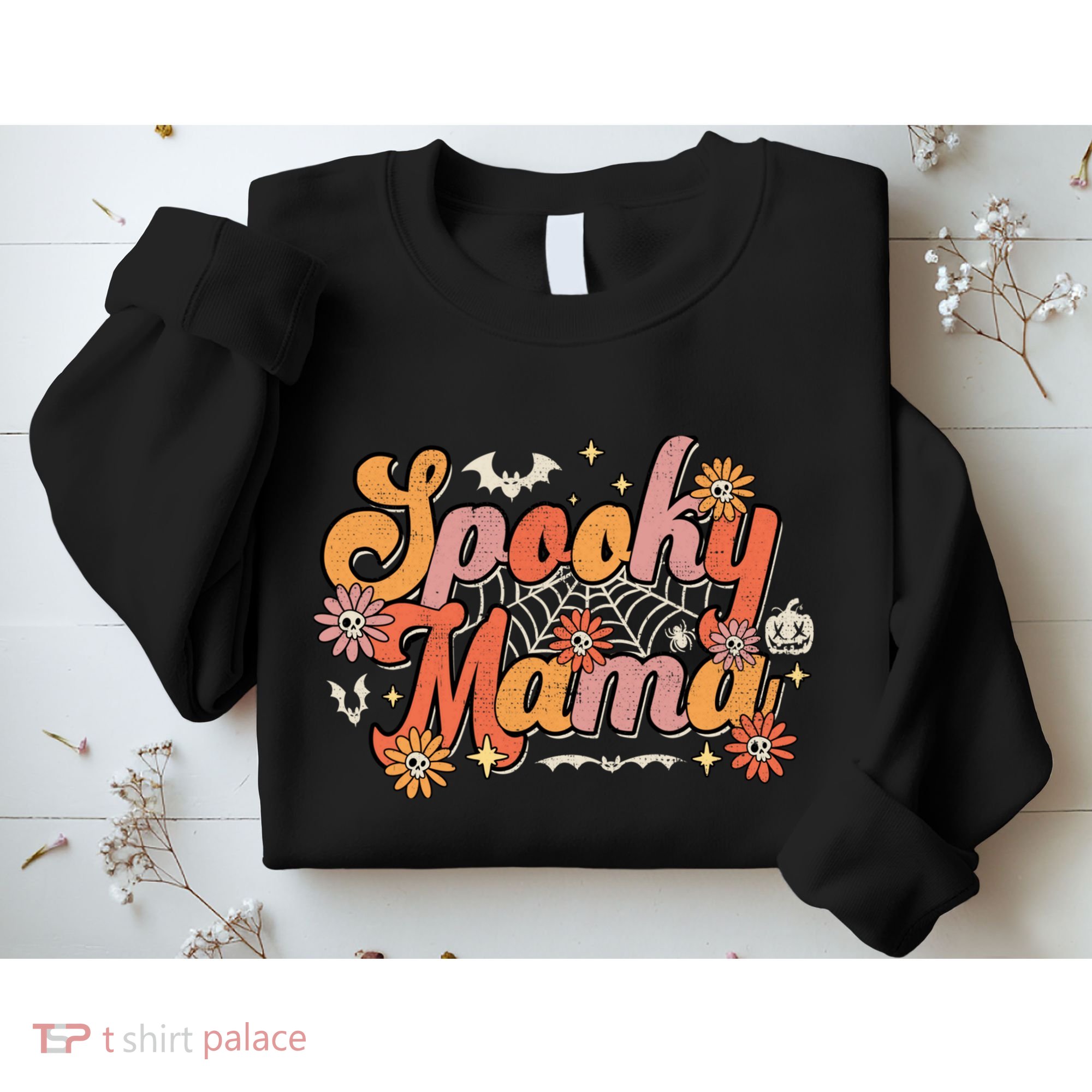 Groovy Spooky Mama Retro Halloween Ghost Witchy Spooky Mom Sweatshirt