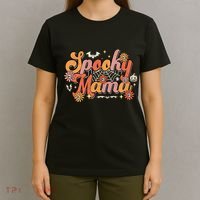 Groovy Spooky Mama Retro Halloween Ghost Witchy Spooky Mom T-Shirt thumb 4