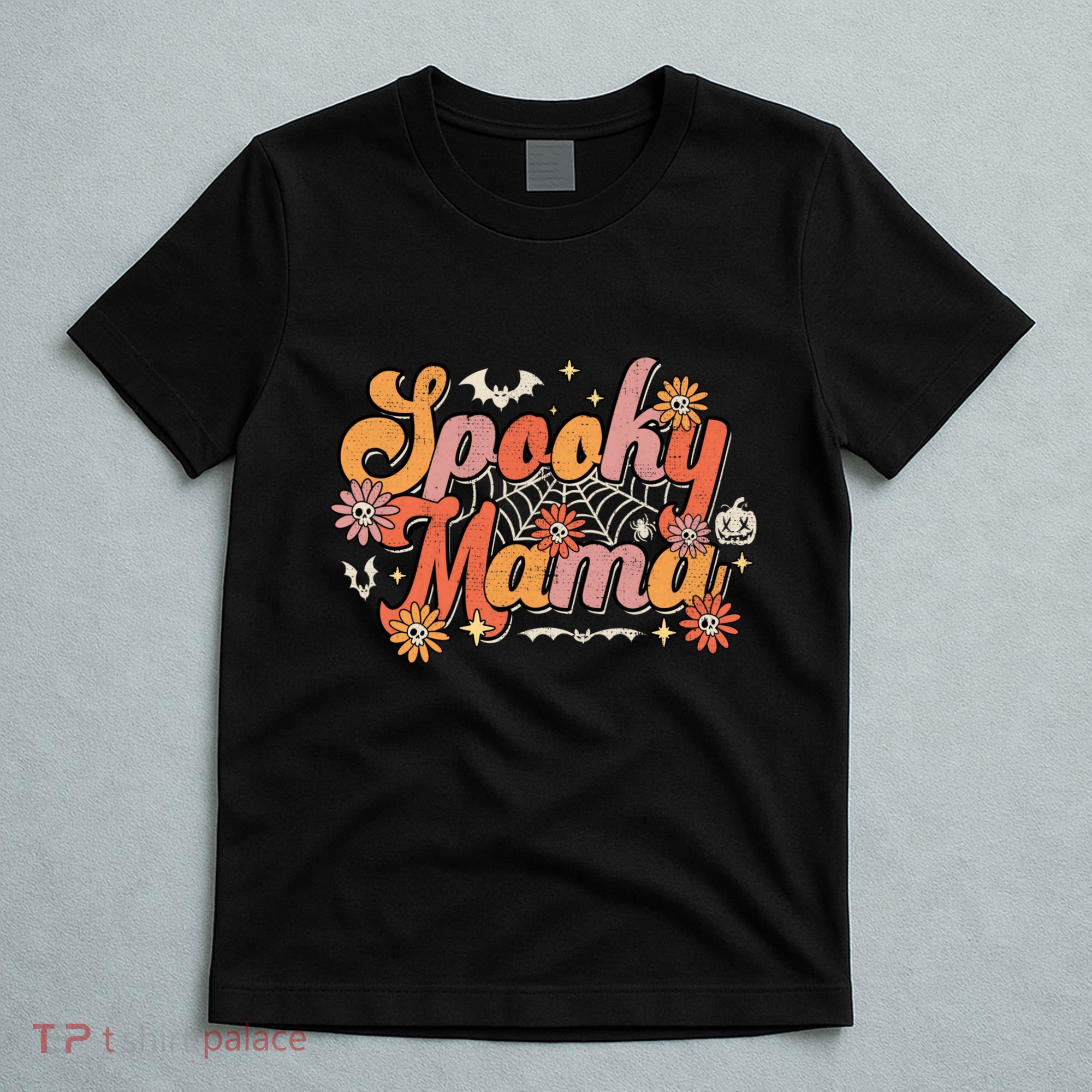 Groovy Spooky Mama Retro Halloween Ghost Witchy Spooky Mom T-Shirt