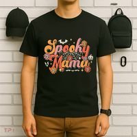 Groovy Spooky Mama Retro Halloween Ghost Witchy Spooky Mom T-Shirt thumb 6