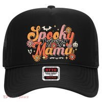 Groovy Spooky Mama Retro Halloween Ghost Witchy Spooky Mom Hat thumb 0
