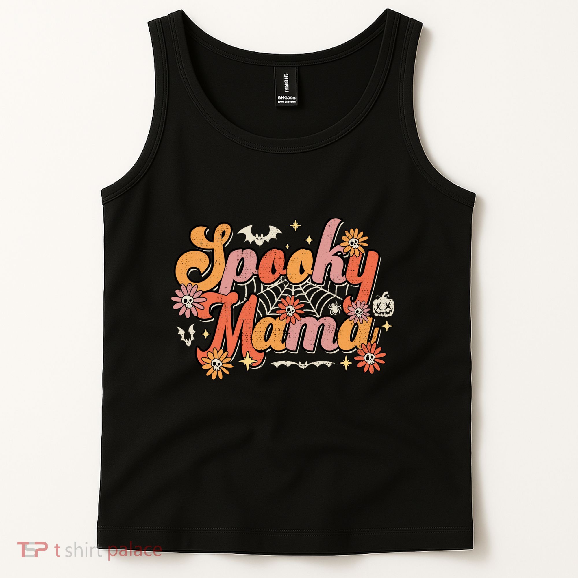 Groovy Spooky Mama Retro Halloween Ghost Witchy Spooky Mom Tank Top
