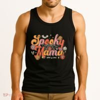 Groovy Spooky Mama Retro Halloween Ghost Witchy Spooky Mom Tank Top thumb 3