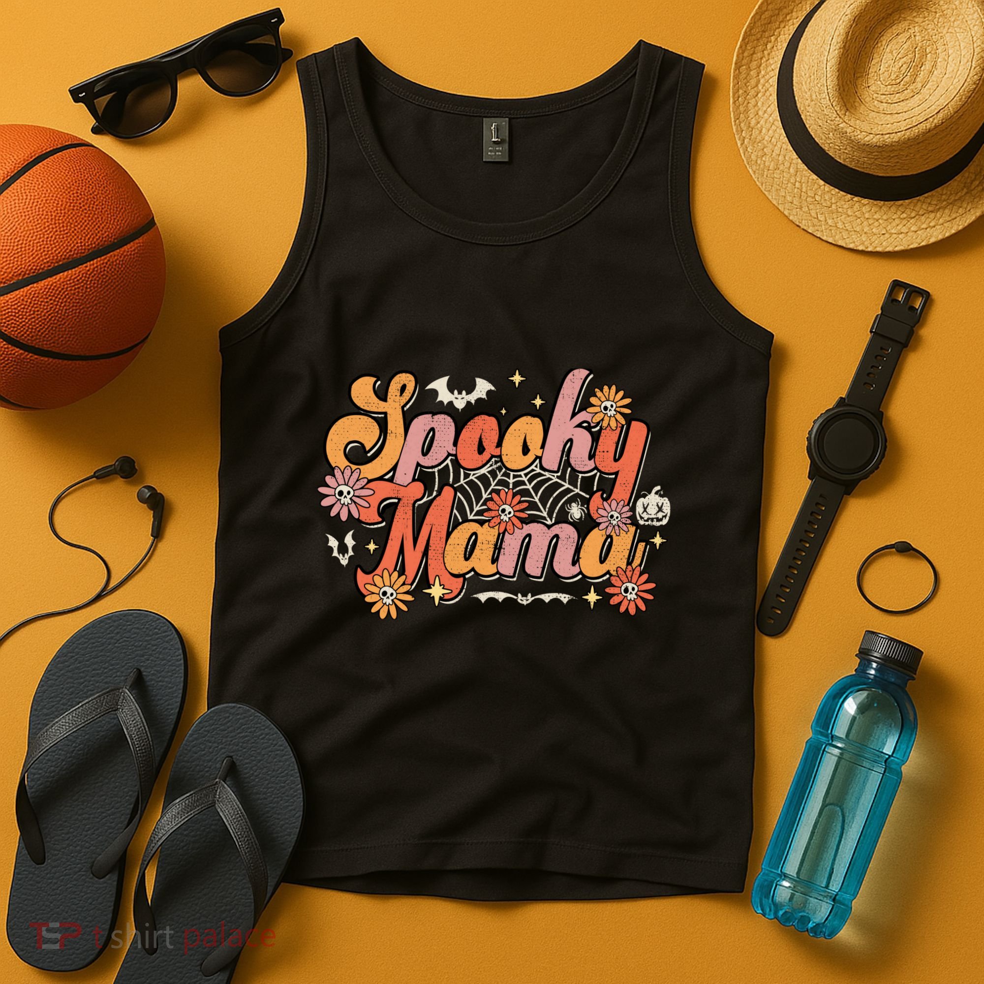 Groovy Spooky Mama Retro Halloween Ghost Witchy Spooky Mom Tank Top