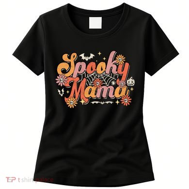 Groovy Spooky Mama Retro Halloween Ghost Witchy Spooky Mom Women's T-Shirt