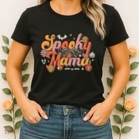 Groovy Spooky Mama Retro Halloween Ghost Witchy Spooky Mom Women's T-Shirt thumb 2