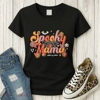 Groovy Spooky Mama Retro Halloween Ghost Witchy Spooky Mom Women's T-Shirt thumb 3
