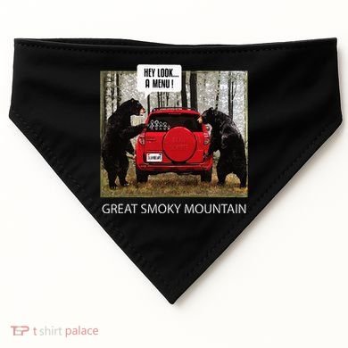 Great Smoky Mountain Bears Hey Look A Menu USA-Made Doggie Bandana