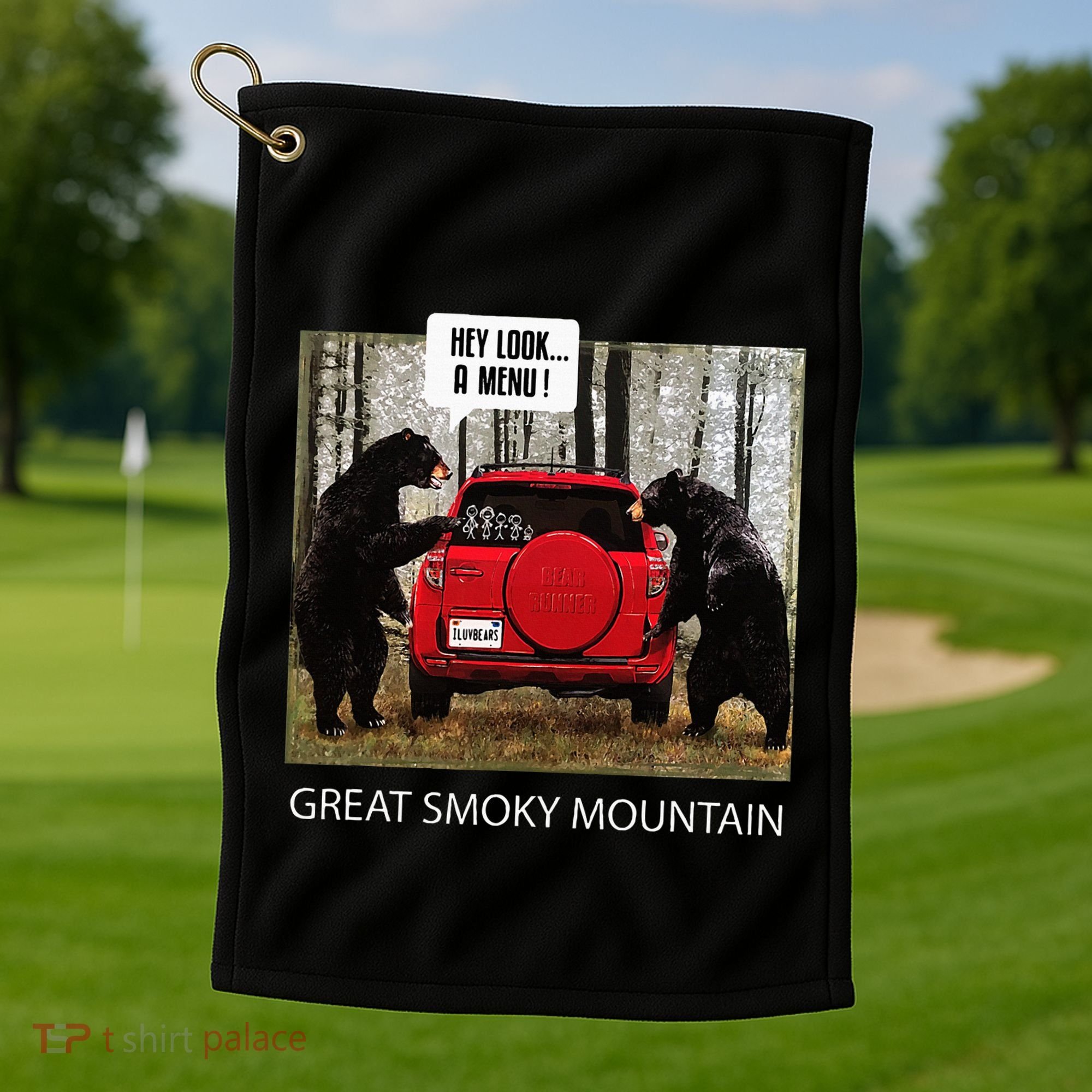 Great Smoky Mountain Bears Hey Look A Menu Golf Towel