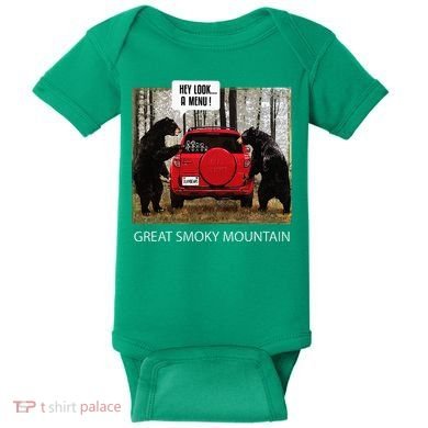 Great Smoky Mountain Bears Hey Look A Menu Baby Bodysuit