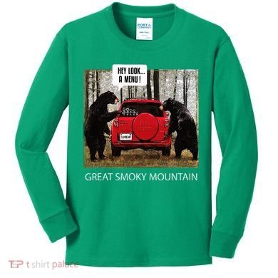 Great Smoky Mountain Bears Hey Look A Menu Kids Long Sleeve Shirt