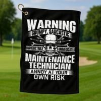 Grumpy Sarcastic Maintenance Technician Repairman Handyman Golf Towel thumb 1
