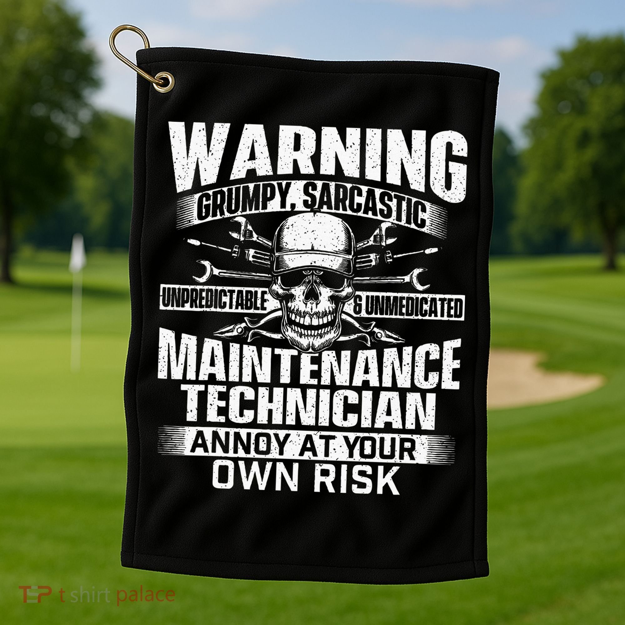 Grumpy Sarcastic Maintenance Technician Repairman Handyman Golf Towel