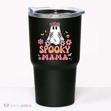 Groovy Spooky Mama Floral Ghost Halloween Spooky Mom Wo Tumbler