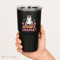 Groovy Spooky Mama Floral Ghost Halloween Spooky Mom Wo Tumbler thumb 2