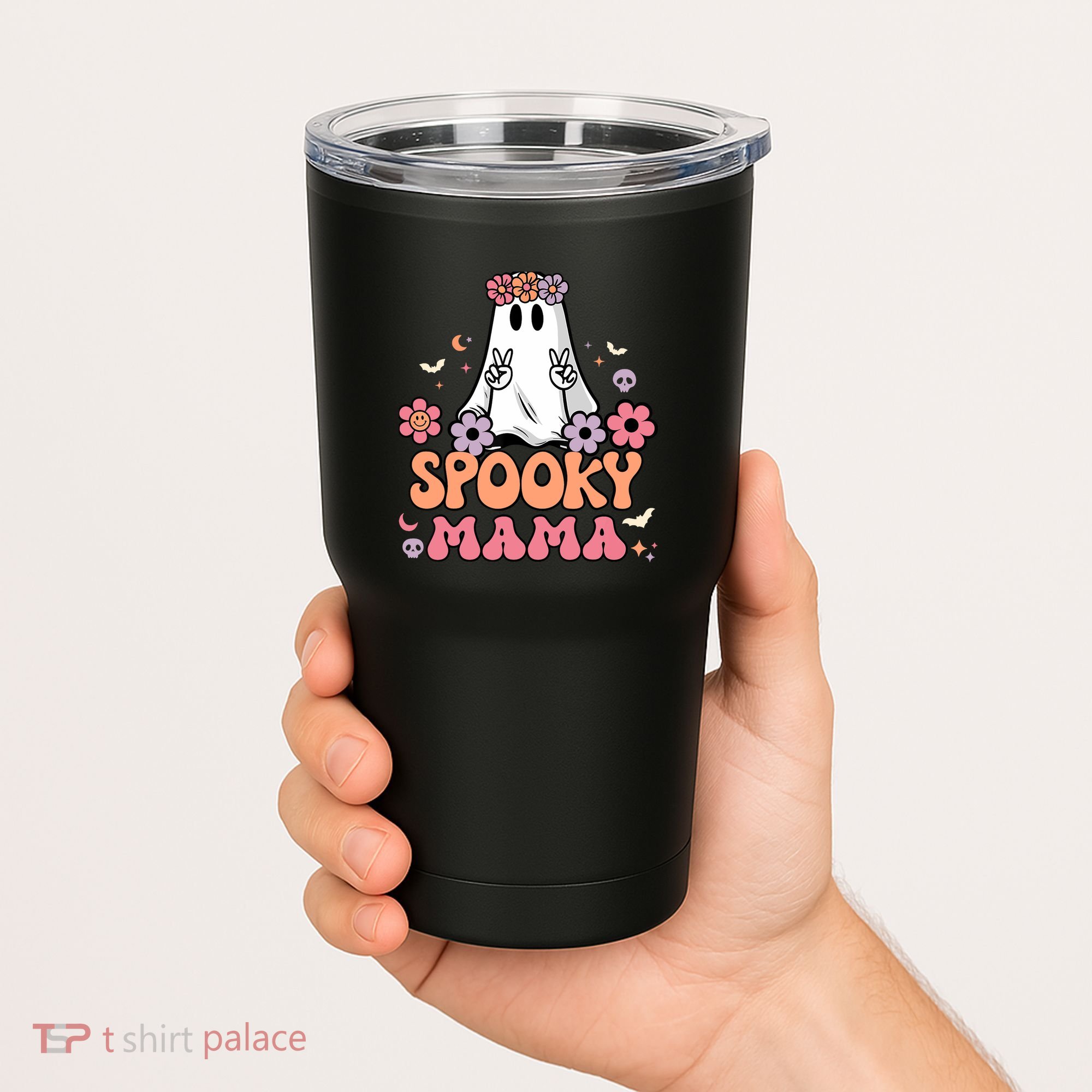 Groovy Spooky Mama Floral Ghost Halloween Spooky Mom Wo Tumbler