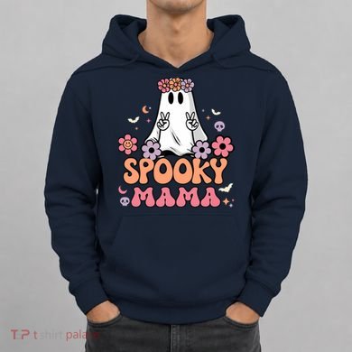 Groovy Spooky Mama Floral Ghost Halloween Spooky Mom Wo Hoodie