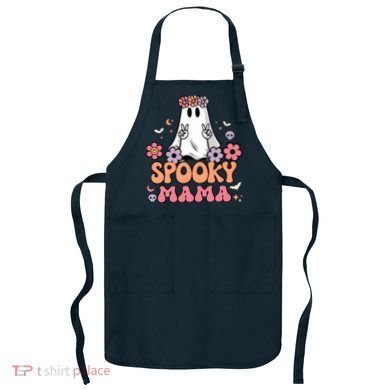 Groovy Spooky Mama Floral Ghost Halloween Spooky Mom Wo Apron