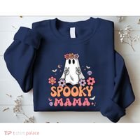 Groovy Spooky Mama Floral Ghost Halloween Spooky Mom Wo Sweatshirt thumb 2