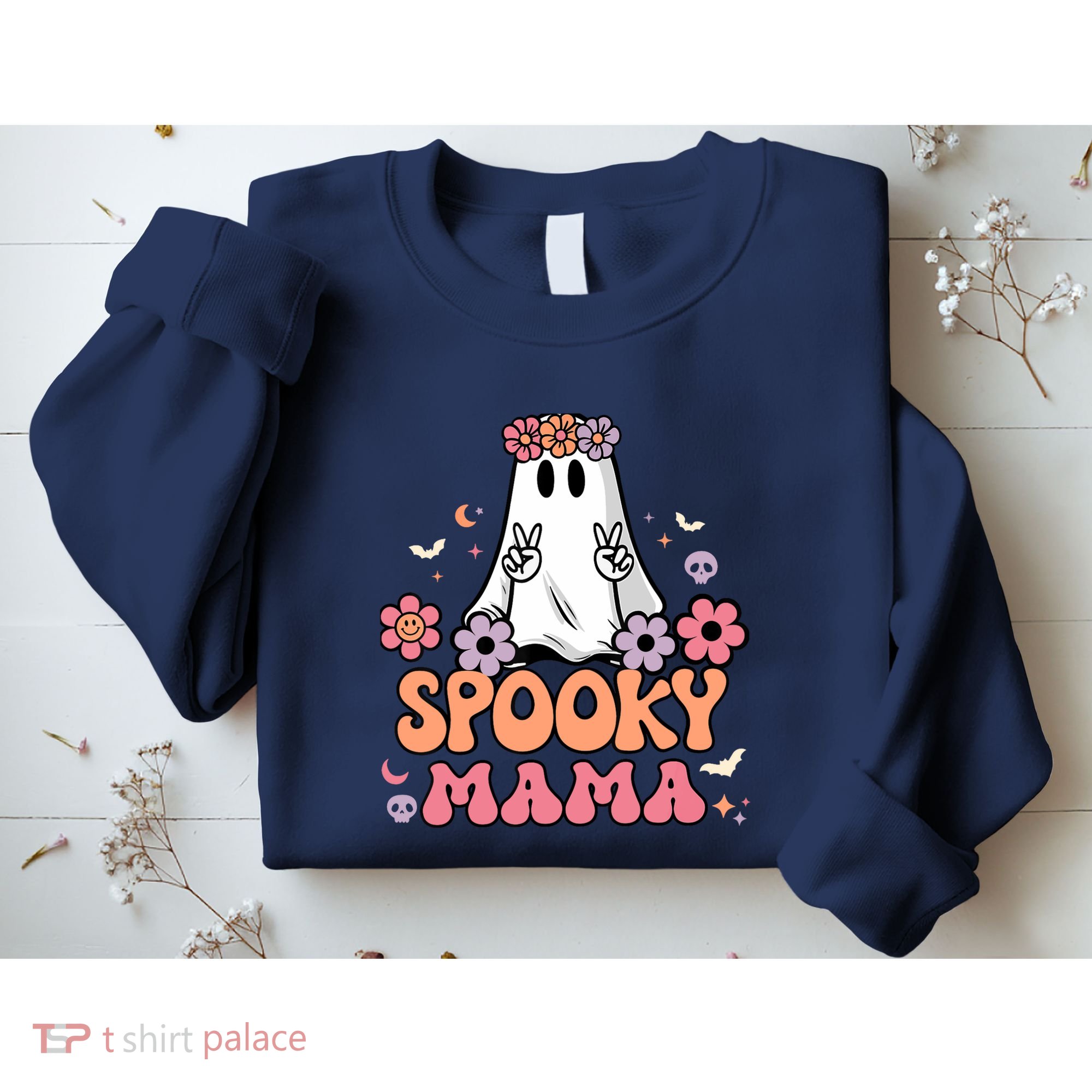 Groovy Spooky Mama Floral Ghost Halloween Spooky Mom Wo Sweatshirt