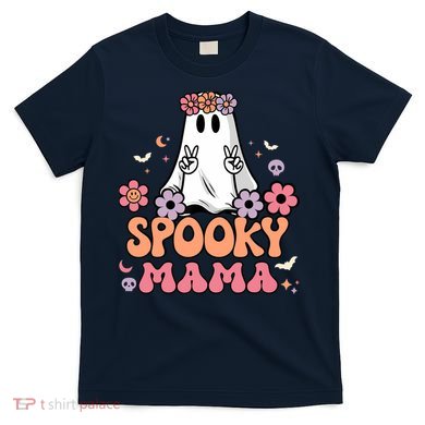 Groovy Spooky Mama Floral Ghost Halloween Spooky Mom Wo T-Shirt