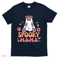 Groovy Spooky Mama Floral Ghost Halloween Spooky Mom Wo T-Shirt thumb 0