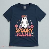 Groovy Spooky Mama Floral Ghost Halloween Spooky Mom Wo T-Shirt thumb 5