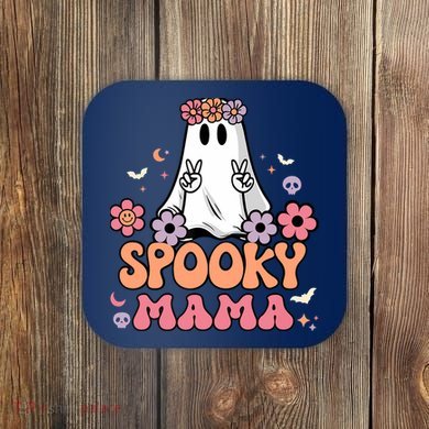 Groovy Spooky Mama Floral Ghost Halloween Spooky Mom Wo Coaster