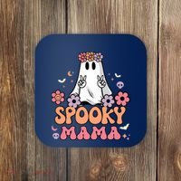 Groovy Spooky Mama Floral Ghost Halloween Spooky Mom Wo Coaster thumb 0