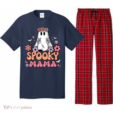 Groovy Spooky Mama Floral Ghost Halloween Spooky Mom Wo Pajama Set