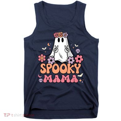 Groovy Spooky Mama Floral Ghost Halloween Spooky Mom Wo Tank Top