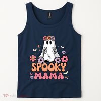 Groovy Spooky Mama Floral Ghost Halloween Spooky Mom Wo Tank Top thumb 2
