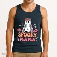 Groovy Spooky Mama Floral Ghost Halloween Spooky Mom Wo Tank Top thumb 3