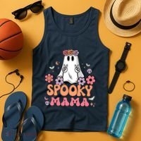 Groovy Spooky Mama Floral Ghost Halloween Spooky Mom Wo Tank Top thumb 4