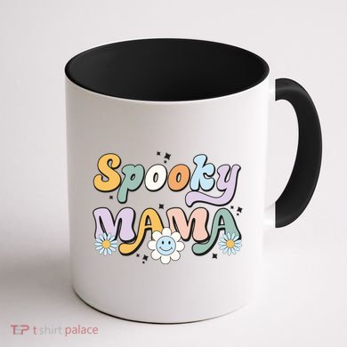 Groovy Spooky Mama Retro Halloween Ghost Witchy Spooky Mom Coffee Mug back