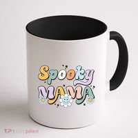 Groovy Spooky Mama Retro Halloween Ghost Witchy Spooky Mom Coffee Mug thumb 1