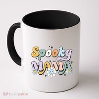Groovy Spooky Mama Retro Halloween Ghost Witchy Spooky Mom Coffee Mug thumb 0